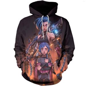 Heren Hoodies Arcane League of Legends Hoodie Men Men Modejas Jinx 3D Print Kids Boy Girl Hip Hop Sweatshirt Vrouwen