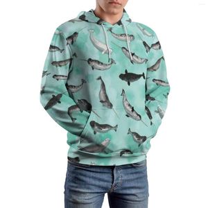 Sweats à capuche pour hommes Arctic Animal Print Loose Narwhal Beluga Street Style Pull à capuche à manches longues Sweats à capuche modernes Taille Plus