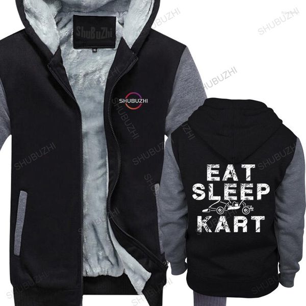 Sudaderas con capucha para hombre Llegaron Hombres Algodón Marca Cremallera Invierno EAT SLEEP KART Unisex Outwear Chaqueta gruesa y cálida Tamaño europeo