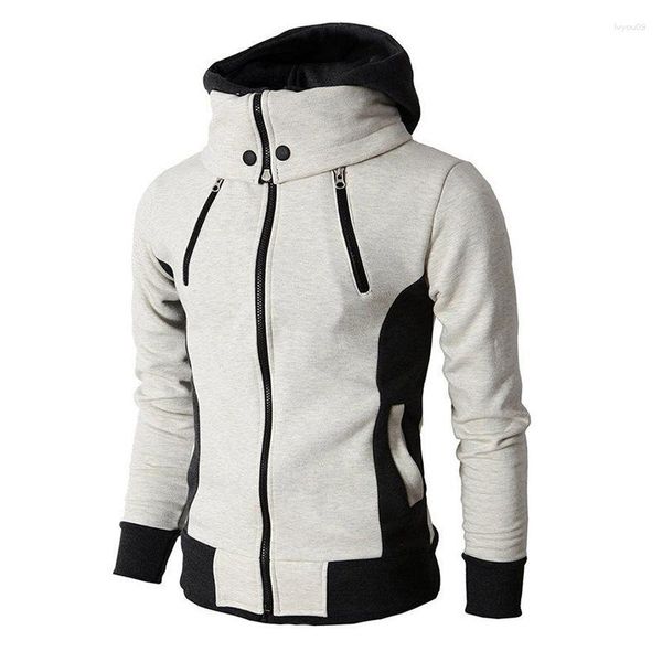 Capacino asiático de sudadera con capucha asiática Men primavera 2023 suéter con capucha doble chaqueta casual de cárdigan para blanco gris s-3xl