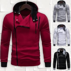 Sweat à capuche asymétrique à manches longues pour homme, pull-over à capuche avec fermeture éclair Oblique, manteau noir, vêtements de sport pour homme