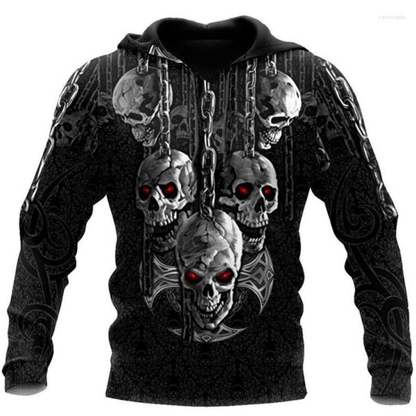 Sudadera para hombres otoño otoño 2023 calavera 3D estampado con capucha hip hop sudadera retro tendencia de moda