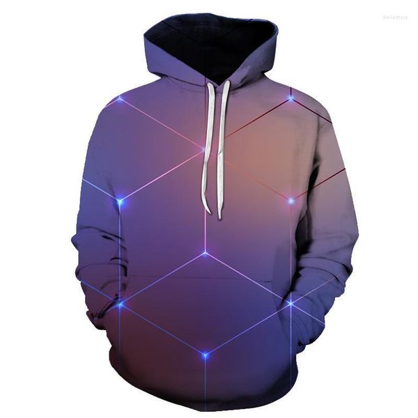 Sudaderas con capucha para hombre, otoño, patrones geométricos 3D, estampado Irregular, sudadera de moda, Sudadera con capucha de bloque de Color, sudadera informal con capucha