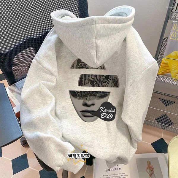 Hoodies masculins automne et hiver américain Fashion Men de mode Personnalisés Pull à capuche imprimé Couple de rétro Retro Loose Lazy Casual Top