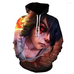 Hoods Hoodies herfst en winter anime heren Hoodie 3D horror print pullover trui hiphop street sport lange mouw mode top