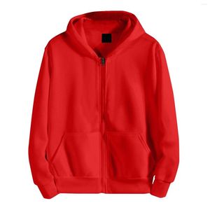 Cardigan à capuche avec fermeture éclair pour homme, pull à manches longues, couleur unie, veste de sport décontractée, haut ample, automne et hiver