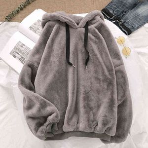 Herenhoodies Herfst en winter Fleece trui met capuchon Ins Losvallend Paar Lange mouwen Warm Dubbelzijdig Pluche jack Casual Warm Top Modieus