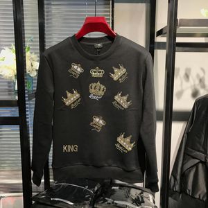 Sudaderas con capucha para hombre Productos de otoño e invierno Versión coreana Gran corona Perforación de lujo Cuello redondo Marca de alta calidad