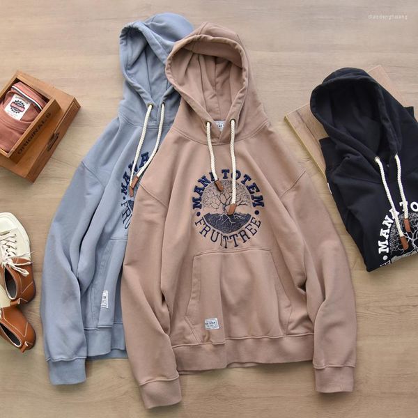 Sudaderas con capucha para hombre, suéter con capucha de anillo de lana de algodón de otoño, sudadera con capucha para hombre, jerséis informales con estampado Retro para parejas