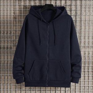 Sweat à capuche pour homme, polaire, ample, décontracté, veste à fermeture éclair, Streetwear, couleur unie, vêtements de sport, manteaux à capuche, Cardigan, automne