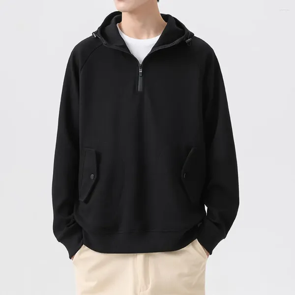 Sweat-shirt à capuche en coton mélangé pour homme, manches longues, avec poches, pull décontracté, haut, vêtements Streetwear, automne