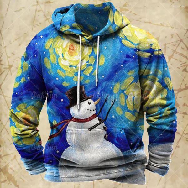 Sudaderas con Capucha para Hombre Sudadera con Capucha De Otoño Jersey De Moda Ropa De Gran Tamaño De Manga Larga Sudadera Informal De Muñeco De Nieve De Navidad Vintage para Hombres