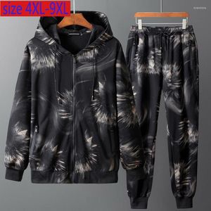 Sweats à capuche pour hommes automne hommes Extra Large à capuche décontracté mode jeunesse imprimer hommes ensemble veste pantalon grande taille 4XL 5XL 6XL 7XL 8XL 9XL