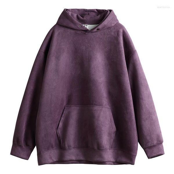 Sudaderas con capucha de los hombres Otoño de gran tamaño Sudadera con capucha de gamuza Hombres Sudaderas con capucha holgadas Moda Coreana Streetwear Pullover Abrigo Tops Ropa Hombre Tallas grandes