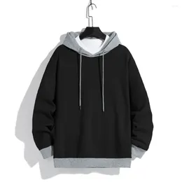 Hoodies masculinos outono primavera moda masculina oversized contraste retalhos com capuz moletom hip hop esportes casual streetwear