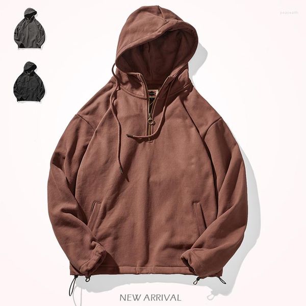 Sudaderas con capucha para hombre, ropa deportiva informal gruesa de manga larga de algodón puro con capucha de peso pesado americano para otoño e invierno