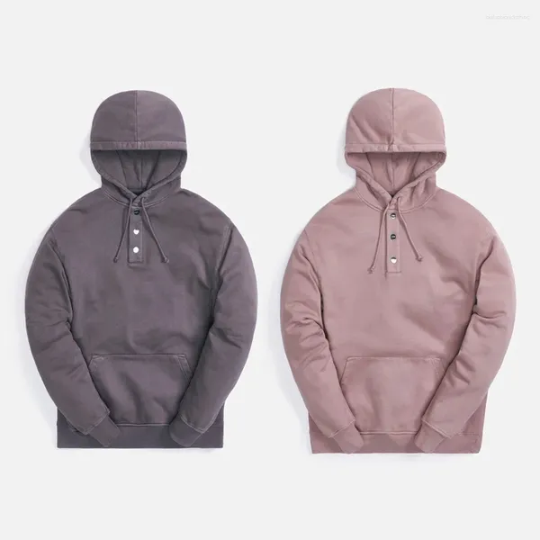 Sweat à capuche avec boutons et lettres brodées pour homme, vêtement de Couple, Streetwear, mode coréenne, automne/hiver