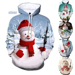 Hommes Hoodies Automne Hiver Noël Bonhomme De Neige Animal 3D Impression À Capuche Unisexe Personnalité Casual Sport Pull