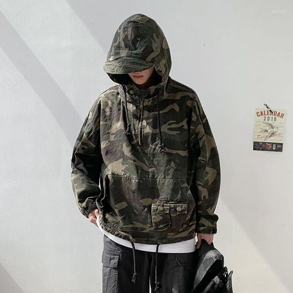 Hommes Hoodies Automne Hiver Mode Camouflage Hommes À Capuche Poche Coréenne Lâche Casual Militaire Coton Sweat Pull Tops Vêtements