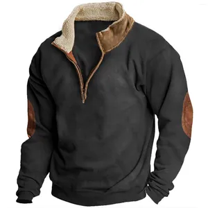 Herenhoodies Herfst Winter Fleece Trui Stand Hals Half Zip Tops Lange mouw Hoodless Sweatshirt Herenmode Kleding