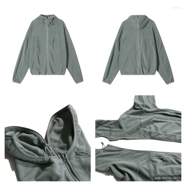 Sweat à capuche pour homme et femme, sweat-shirt en polaire avec fermeture éclair sur le devant et dans le dos, de haute qualité, 1:1, gris, automne et hiver