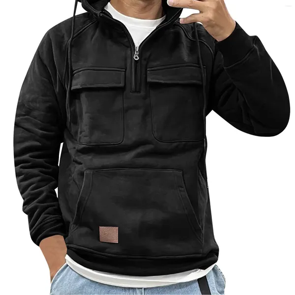 Sudaderas con capucha para hombre Otoño/Invierno Suéter deportivo sólido con capucha Sudadera con capucha de ajuste original Algodón pesado para hombre grande y alto