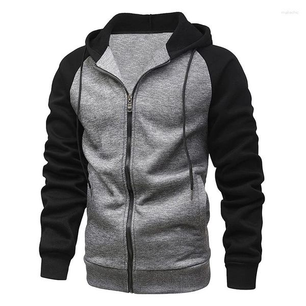 Sudadera para hombres Autumn Winter Men Color Contraste Cardigan Cardigan Caplázica Capacidad de manga larga Capas Capas