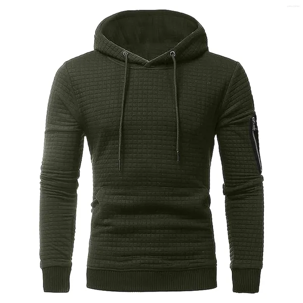 Sweat à capuche pour homme, Slim, fermeture éclair, décontracté, à carreaux, matelassé, couleur unie, pull-over, manteau 3XL, automne hiver