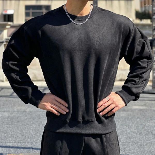 Sudaderas con capucha para hombre, Jersey de gran tamaño de tela de ante para otoño e invierno, ropa informal para gimnasio, ropa deportiva para entrenamiento físico