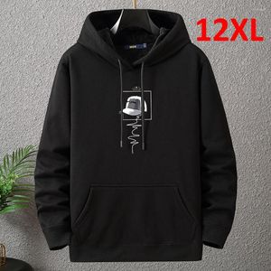 Sweats à capuche pour hommes automne hiver épais sweat à capuche en polaire hommes 12XL 10XL grande taille mâle imprimé pull à capuche grand ample bleu