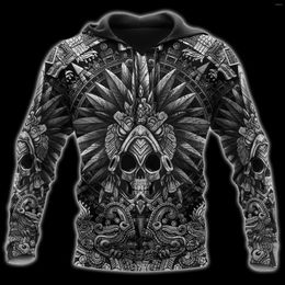 Heren Hoodies Aztec Mexicaanse tattoo 3d Full-geprinte unisex Deluxe hoodie mannen sweatshirt streetwear zip pullover casual jas tracksuit da-11