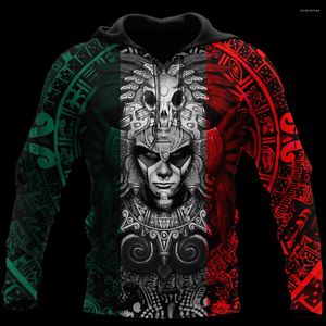 Heren Hoodies Aztec Warrior Mexico Tattoo 3d Full -geprinte Unisex Deluxe Hoodie Men Sweatshirt Streetwear Zip pullover Casual jas