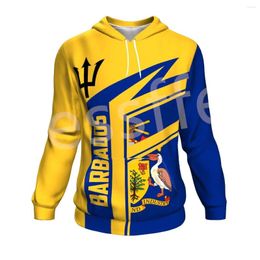 Sudaderas con capucha para hombre Barbados Bandera del país caribeño Tatuaje Jersey retro Impresión 3D Unisex Harajuku Otoño Ropa de calle Divertida chaqueta informal 20X