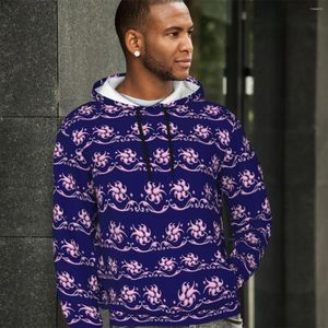 Sweats à capuche pour hommes imprimé baroque décontracté unisexe violet floral vintage pull à capuche hiver street style graphique sweats surdimensionnés hauts