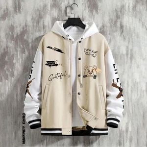 Veste de baseball à capuche masculine 2024 Spring and Automn Saison Trendy American High Street Ruffian Handsome Young Loose Casual