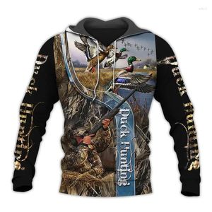 Sweats à capuche pour hommes Belle chasse au canard 3D partout imprimé unisexe Deluxe sweat à capuche pull survêtement décontracté Sudadera HombreYK13