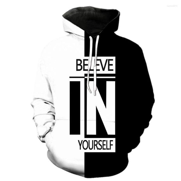 Sudaderas con capucha para hombre Believe In Yourself, ropa de calle, sudaderas Harajuku de Hip Hop, jersey blanco con cuello redondo, ropa de moda, Top