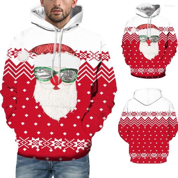 Sudaderas con Capucha para Hombre Gran Casual Navidad Impresión 3D Manga Larga Suéter con Capucha Chaqueta Abrigo Niño