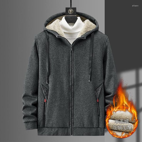 Sweats à capuche pour hommes grande taille L-6XL 7XL 8XL hiver épais chaud hommes décontracté solide fermeture éclair Cardigan manteaux sweats agneau cachemire polaire veste