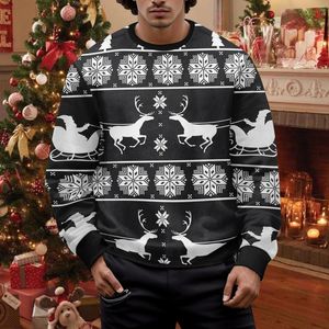 Herenhoodies Big Tall Sweatshirts Heren Kerstmis Grappig ontwerp Sweatshirt met lange mouwen en gedeeltelijke print Kaploze grote winterkleding