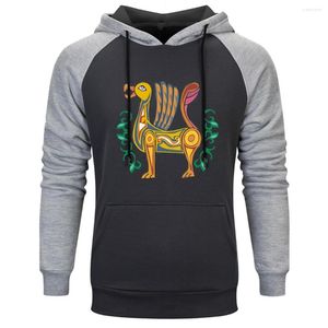 Heren Hoodies Bird Print Raglan Hooded Mens Harajuku Sweatshirts en Hoodie Leisure Outparty Tops Clothing Loose Fit 2023 Retro -pullovers