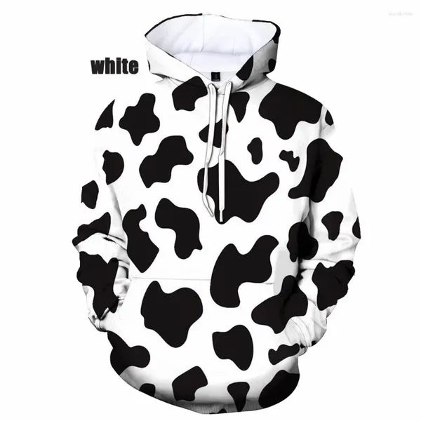 Sweats à capuche pour hommes Noir Blanc Modèle de vache 3D Sweat à capuche imprimé pour hommes Femmes Harajuku Casual Sweat-shirt surdimensionné Streetwear Pull Veste Manteau