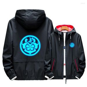 Sweats à capuche pour hommes Costume de fermeture à glissière noire Touken Ranbu Rôle de cosplay en ligne Aizen Kunitoshi Sweat à capuche Imprimer Mode Lumineux Hommes Été Sumscreen Manteau