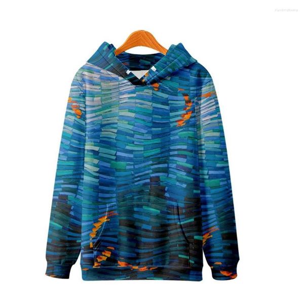 Sudaderas con capucha para hombre, Sudadera con capucha con estampado Digital 3D azul, ropa de calle con estampado geométrico, jersey de Harajuku, sudadera informal con capucha de alta calidad