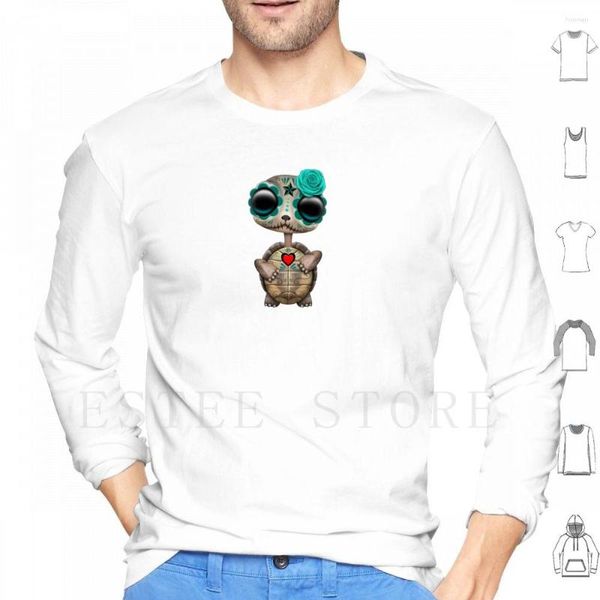 Sweats à Capuche Homme Blue Day Of The Dead Sugar Skull Baby Turtle Manches Longues