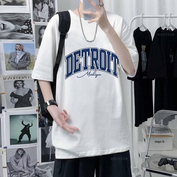 Sweats à capuche pour hommes Blue Letter Graphic T-shirt Hip Hop Harajuku Vintage T Shirts Y2k White Clothe Women Basic Cotton Short Sleeve Tees