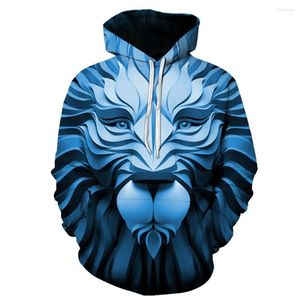 Heren Hoodies Blue Lion 2023 Fashion Men/Women 3D Sweatshirts Print Double Hoody Hoody Hooded Tracksuits Tops S-6XL