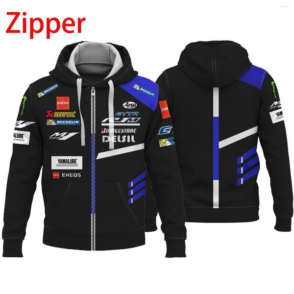 Sudaderas con capucha para hombre Sudadera con capucha azul M1 Abrigo de carreras de motos Suéter con cremallera informal y Yamaha