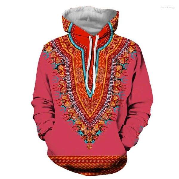 Sweat à capuche masculine Bohemia Dashiki 3D Sweat à capuche imprimé pour hommes Design de symétrie dans les sweatshirts Femmes décontractées Paulures Y2K Hoody