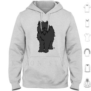 Heren Hoodies Bouvier Des Flandres-Black Hoodie Lange mouw Flandres Zwart Cropped Ears Dog Animal Cute Chibi